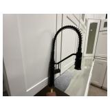 Black spring pull down kitchen faucet