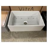 30" White Fireclay Single Bowl Kitchen Sink