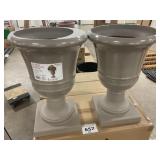 16 inch Norwich, antique zinc, resin planter x 2