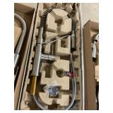 Brushed nickel spring pull down kitchen faucet