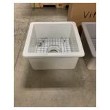 18" White Fireclay Single Bowl Sink