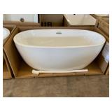 59" White Acrylic Freestanding Soaking Bathtub