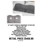 33" Quartz Composite Undermount Kitchen Sink