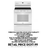 Whirlpool Electric Stove With Warranty