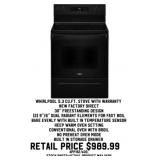 Whirlpool 5.3 Cu.Ft. Stove With Warranty