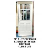 32" RH 9 Lite Fiberglass Exterior Entry Door