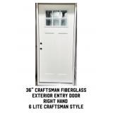 36" RH Craftsman Fiberglass Exterior Entry Door