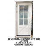 36" LH Fiberglass Exterior Entry Door