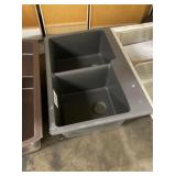 33" x 22" Gray Double Bowl Sink