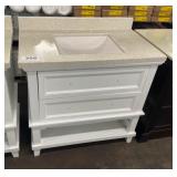 37" White Vanity With Single Sink Top