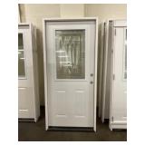 36" x 80" RH Steel 1/2-Deco Glass Exterior Door