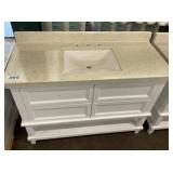 49" White Vanity With Single Sink Top