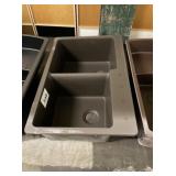 33" x 22" Gray Double Bowl Sink
