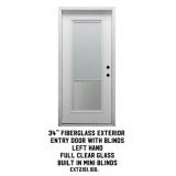 34" LH Fiberglass Exterior Entry Door With Blinds