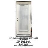 34" RH Fiberglass Exterior Entry Door With Blinds