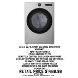 LG 7.4 Cu.Ft. Smart Electric Dryer With Warranty