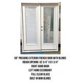 60" Prehung Exterior French Door With Blinds