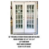 60" Prehung Exterior French Door With Blinds