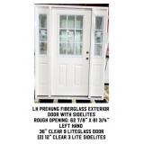 LH Prehung Fiberglass Exterior Door With Sidelites