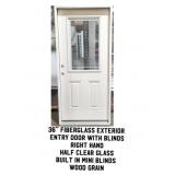 36" RH Fiberglass Exterior Entry Door With Blinds