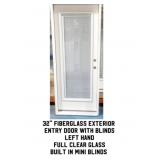 32" LH Fiberglass Exterior Entry Door With Blinds