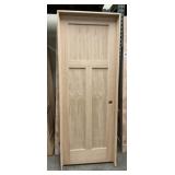 30" x 80" LH Red Oak 3-Panel Interior Door