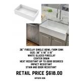 33" Fireclay Farm Sink With Cutting Board