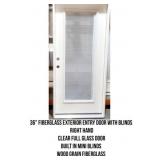 36" RH Fiberglass Exterior Entry Door With Blinds