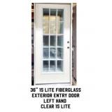 36" LH 15 Lite Fiberglass Exterior Entry Door