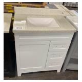 31" White Vanity With Single Sink Top