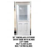 32" LH Fiberglass Exterior Entry Door With Blinds
