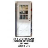 32" LH 9 Lite Fiberglass Exterior Entry Door