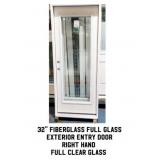 32" RH Fiberglass Full Glass Exterior Entry Door