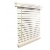 58" x 72" White Cordless Faux Wood Blinds x2
