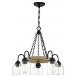 Quoizelï¿½ 5-Bulb Chandelier in Black/Walnut
