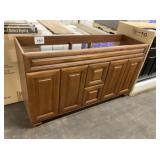 60' Brown Double Bowl Vanity Base