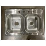 33" x 22" Stainless Steel Double Bowl Kitchen Sink