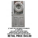 21" White Willow Branch LED Wreath