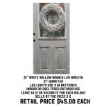 21" White Willow Branch LED Wreath x2