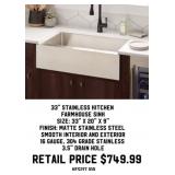 33' Stainless Kitchen Farmhouse Sink