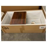 36' White Single Bowl Fireclay Sink