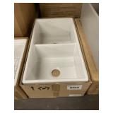 33' White Fireclay Double Bowl Farm Sink