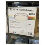 16' LED Smart Flush Mount Light in Nickel x 2