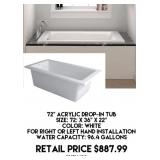 72' Acrylic Drop In Tub