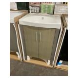 24' Gray Vanity With Single Sink Top