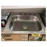 25' x 22' Stainless Steel Single Bowl Kitchen Sink