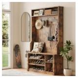 RTA Farmhouse Hall Tree with Bench in Brown