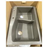 32' x 22' Silgranite Double Bowl Sink in Espresso