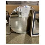36'DIA Round Mirror with Silver Metal Frame