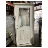 36' x 80' RH 1/2 View FG Exterior Door in White